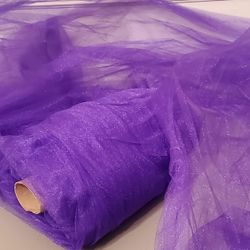 Purple Sparkly Tulle Fabric Roll 14 Yards Long,  45" Wide