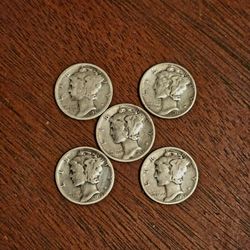 5 Silver Dimes 
