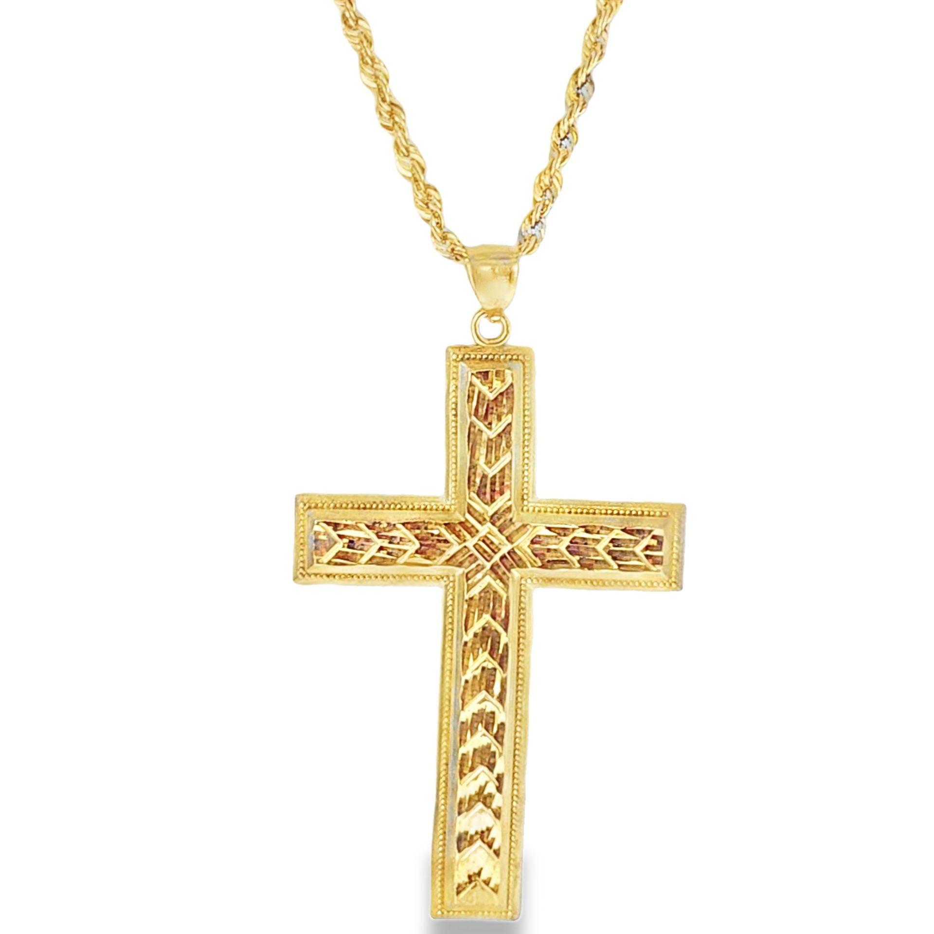14k Yellow Gold Cross Charm Necklace