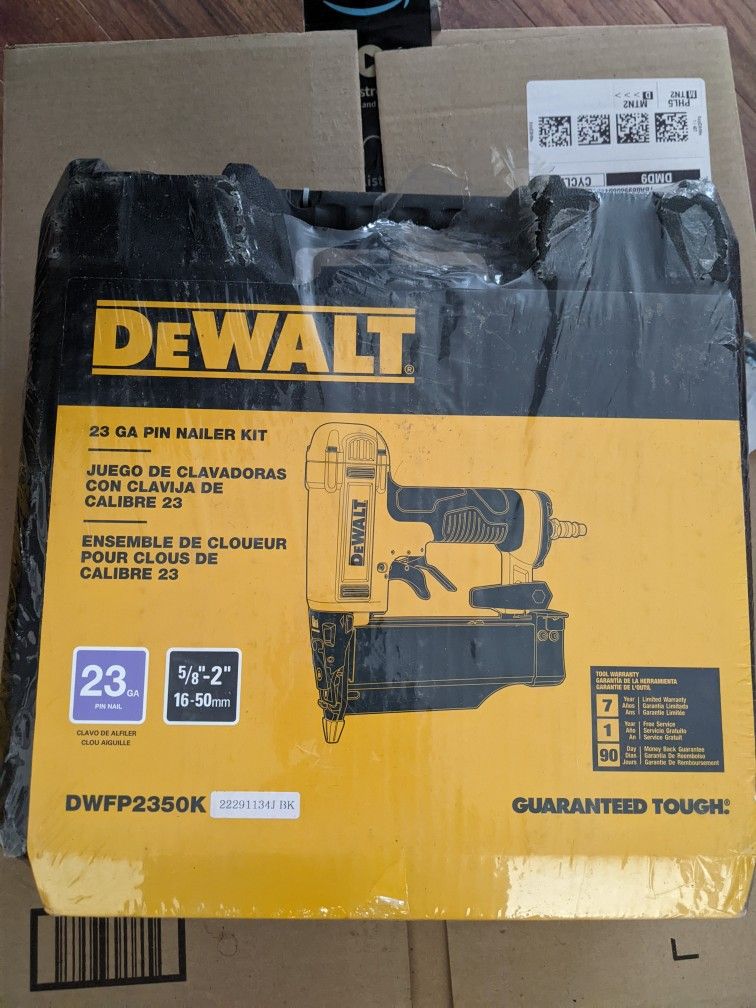 BRAND NEW DeWalt High Power Nailer Nail Gun Air Gun 23 Gauge Floor Nailer 23 Ga Pin Kit