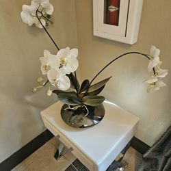 Medium White Artificial Silk Orchid Arrangement 