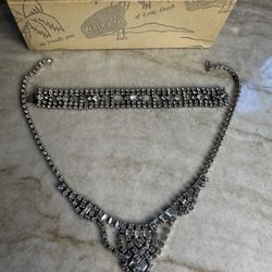 Vintage Rhinestone Necklace & Bracelet From 1940’s West Germany