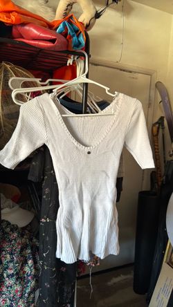 White Ribbed Knit Short Sleeve Top