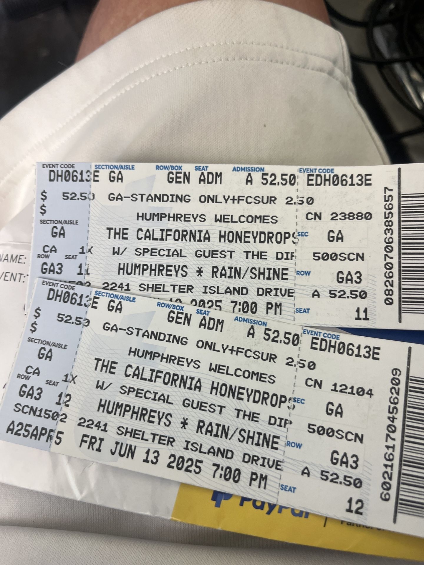 One California Honeydrops Ticket Friday June 13th