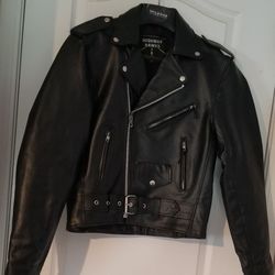 $30 Womens Leather Biker Jacket Sz 38 Waist/24 L Wilsons Leather Barely Worn (if Ever? I don't remember!)