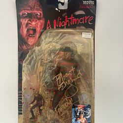 Freddy Kruger Signed Robert England Action Figure From Nightmare On Elm Street Movie