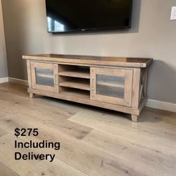 Living Spaces Jaxon Rustic Solid Wood Media Console – $275 – Free Delivery