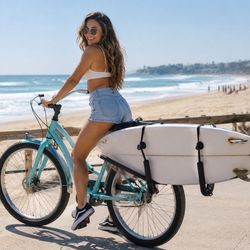 🏄‍♂️ Bicycle Surfboard Rack – Surfboard Carrier for Bikes 🚴‍♂️  Take your surfboard to the beach without needing a car!  ✅ Easy installation on most