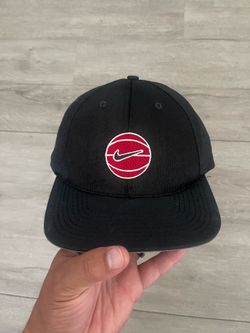 Vintage Nike Basketball Snapback Hat Black Red Made In USA