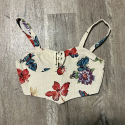 Multi-coloured corset top