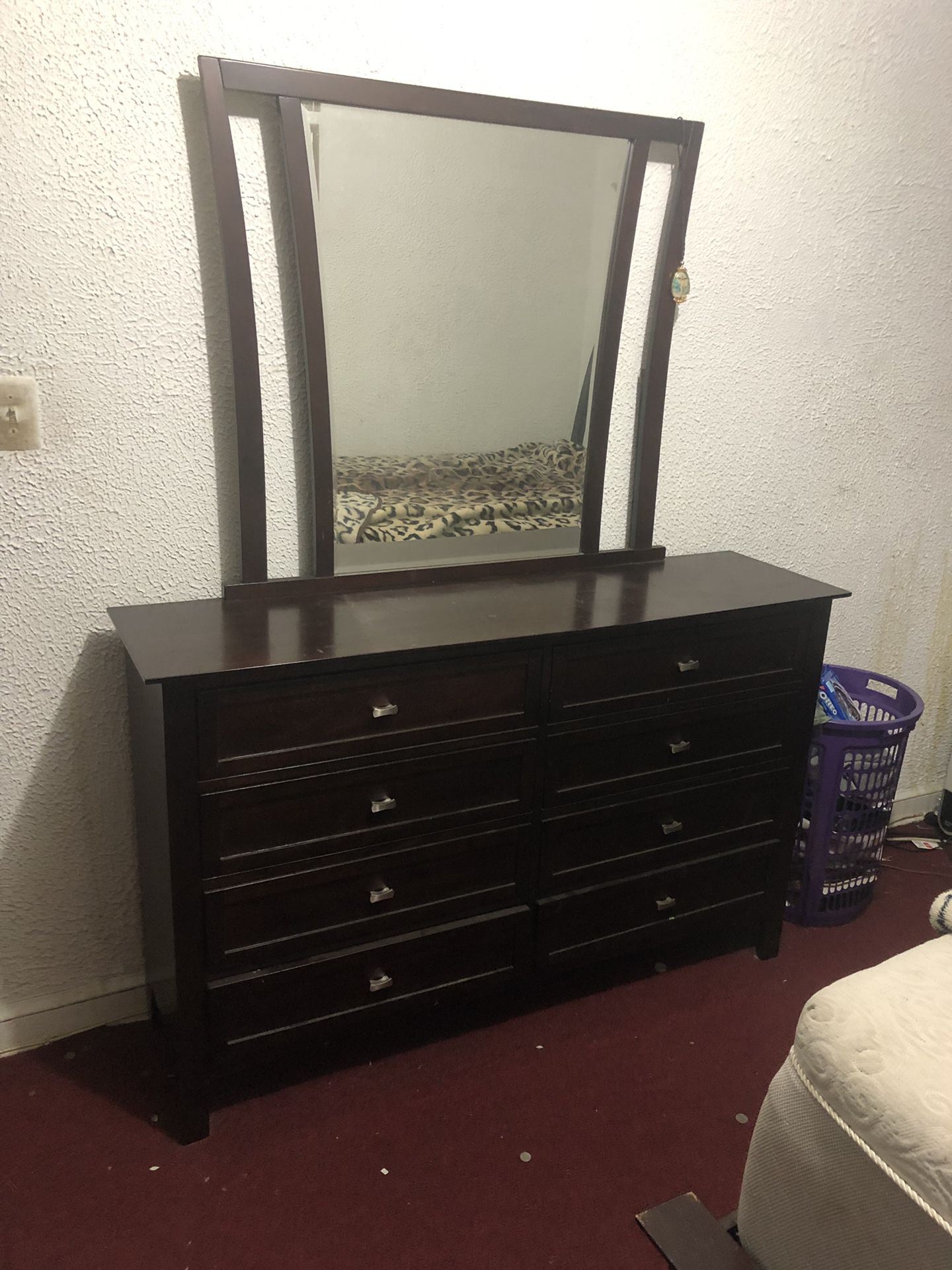Bed with mattress dressing table and two cabinet
