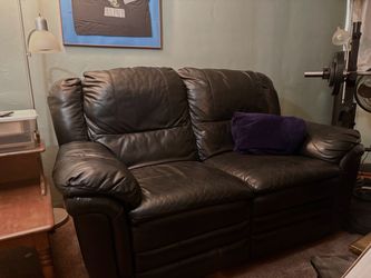 Dark Brown Leather Loveseat Sofa - Recliner
