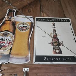 YUENGLING, AMSTEL LIGHT & NEW AMSTERDAM Metal Beer Signs~~》$15 EACH or $50 for all (4)