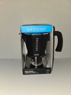 GROSCHE Milano Induction Stovetop Espresso Maker Moka Pot 6 Cup (Black)