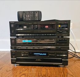 Vintage Technics Component Stereo System Set - Receiver, 5-Disc CD Changer, Double Cassette & Remote
