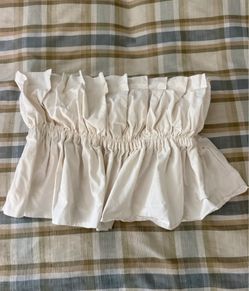 White Ruffle Strapless Crop Top