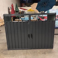 New Assemble Waterproof Outside Trash Bin Shed with Lid, , Black (As Is)