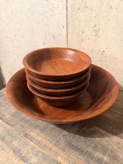Wooden Salad Bowl Set with Serving Bowls