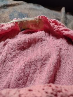 Pink Knit Girls Top with Lace Trim