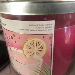 Bath& Body Work 3 Wick Candle    Pink Lemonade    Sweet Smell        Perfect For Pink October    