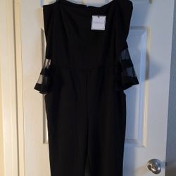 Women's Size 8 Premier Amour Black Off The Shoulder 3/4 Sleeve Jumpsuit