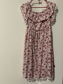 Floral Midi Dress with Tassel Trim