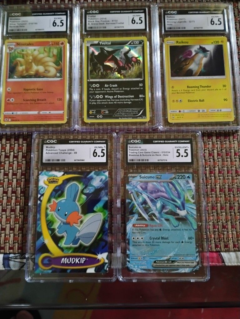 Five Pokemon Graded Slab Cards