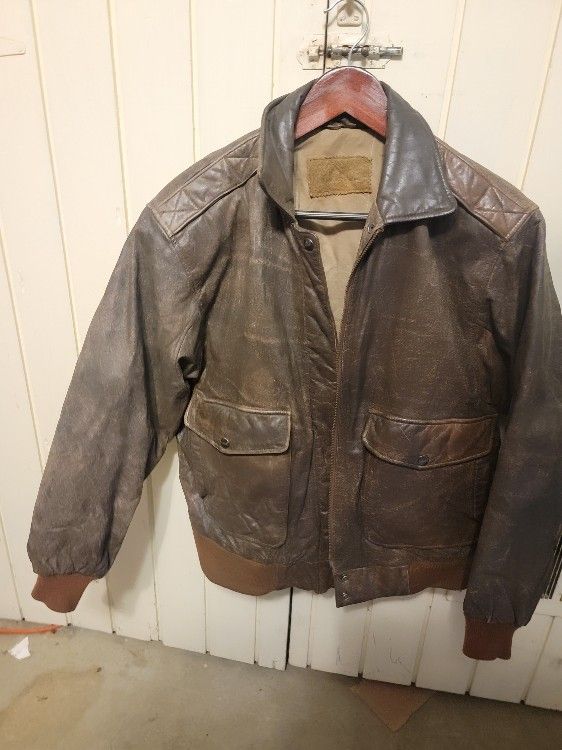 Leather Bomber Jacket Size Large