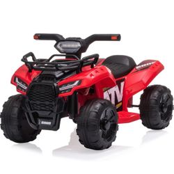 Kids Ride on ATV, 6V Battery Powered Electric Vehicle, 4 Wheeler Quad w/Headlights, Electric Ride on Toys for 18-36 Months W-17