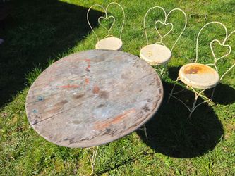 Vintage Ice Cream Parlor set and 3 Chairs