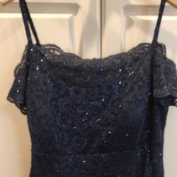 SPARKLING NAVY BLUE DRESS CAP SLEEVE