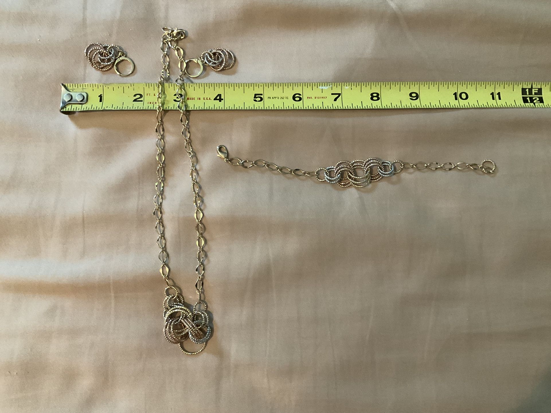 Necklace, Bracelet, Earrings/multicolored Metals