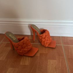 Orange Heeled Sandals