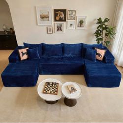Boneless sectional BLUE VELVET