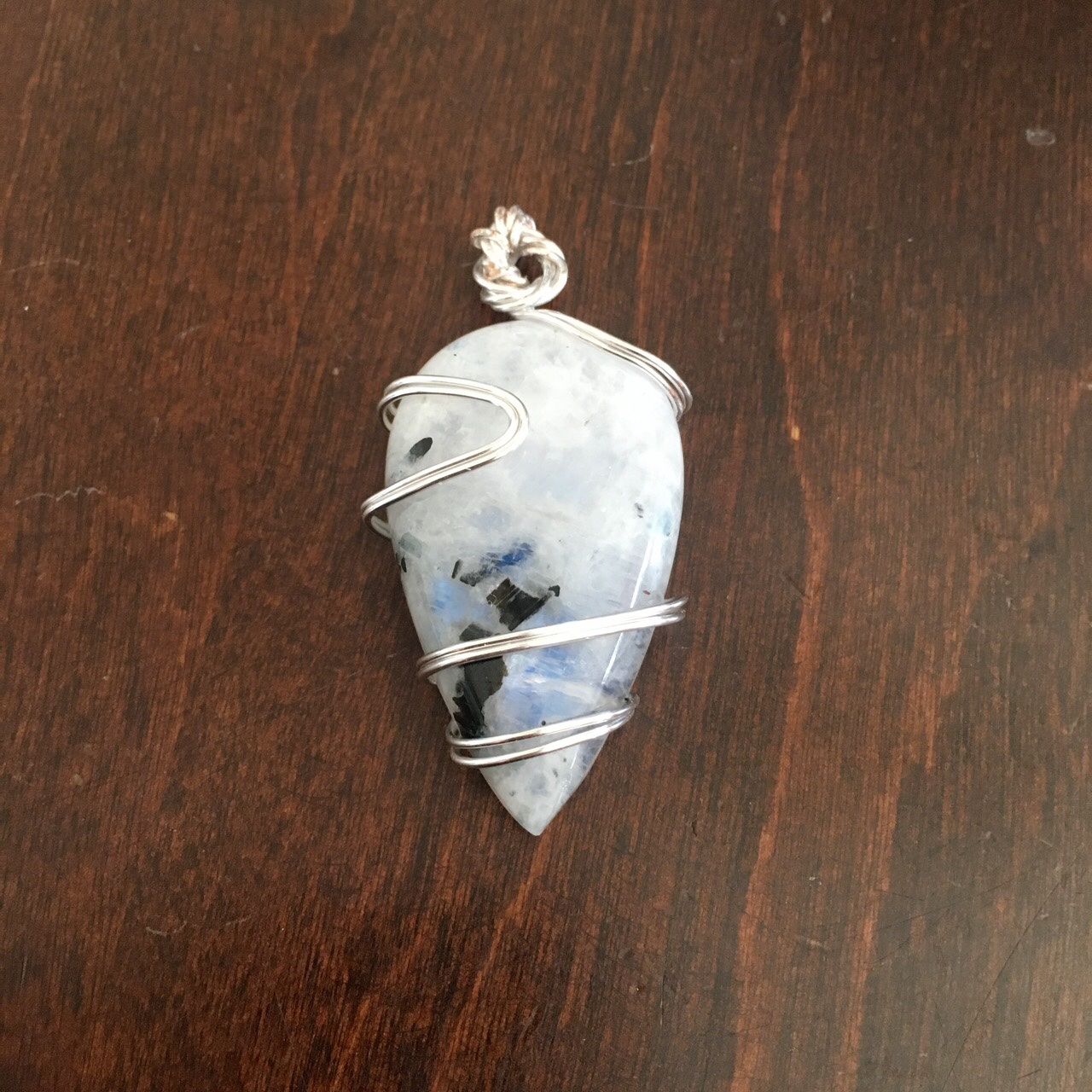 Wire Wrapped rainbow Moonstone Pendant