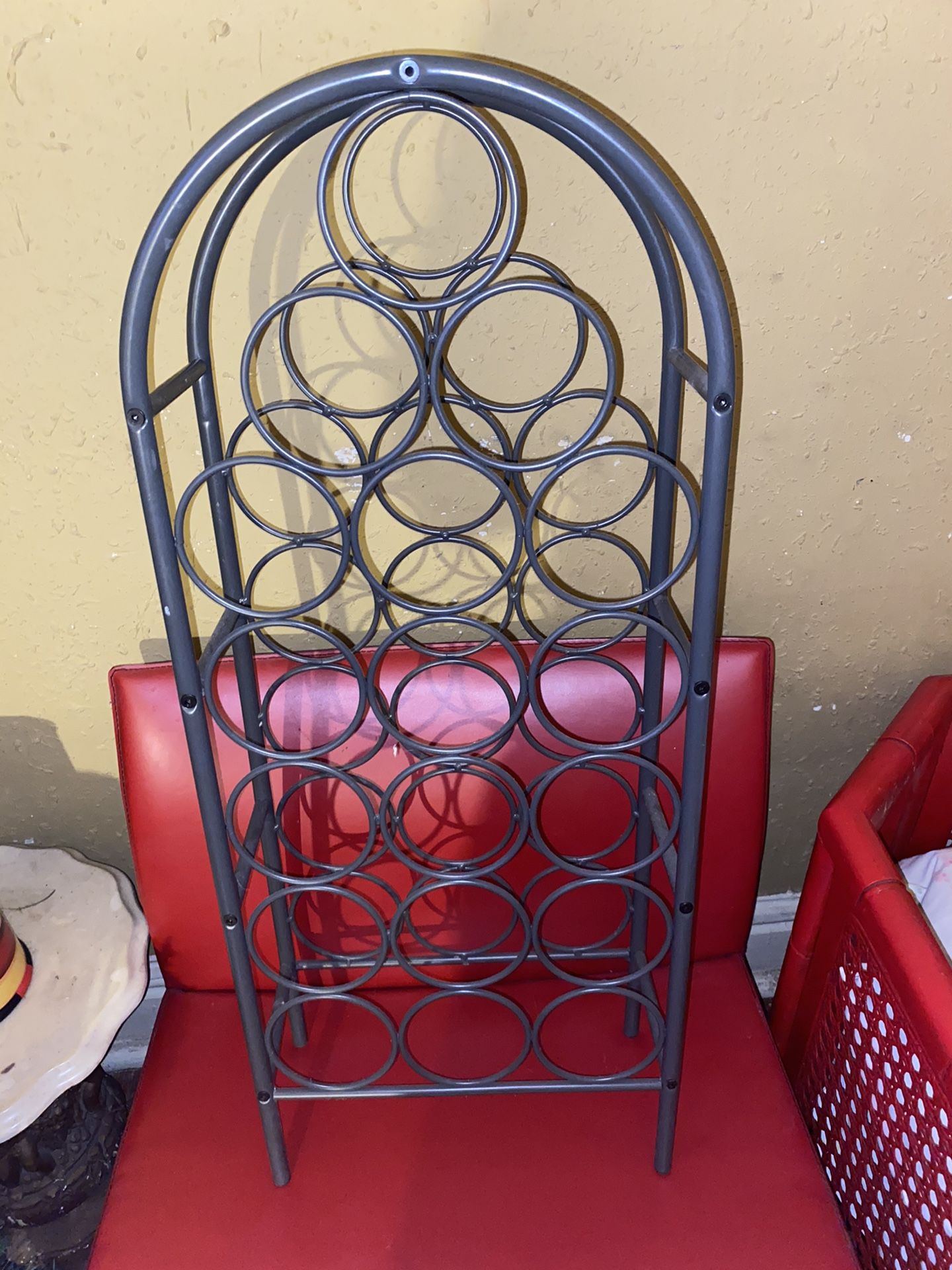 Gray metal 18 bottle wine rack