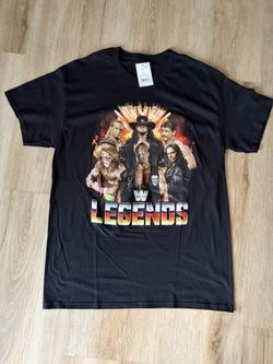 WWE Legends T-Shirt Stone Cold The Undertaker Bret Hart Mens Size M Black NWT