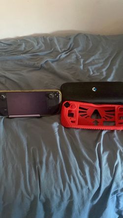 Steam Deck with Carry Case and Red Protective Cover