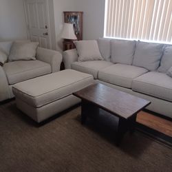 SOFA, LARGE CHAIR , ottoman  & Table