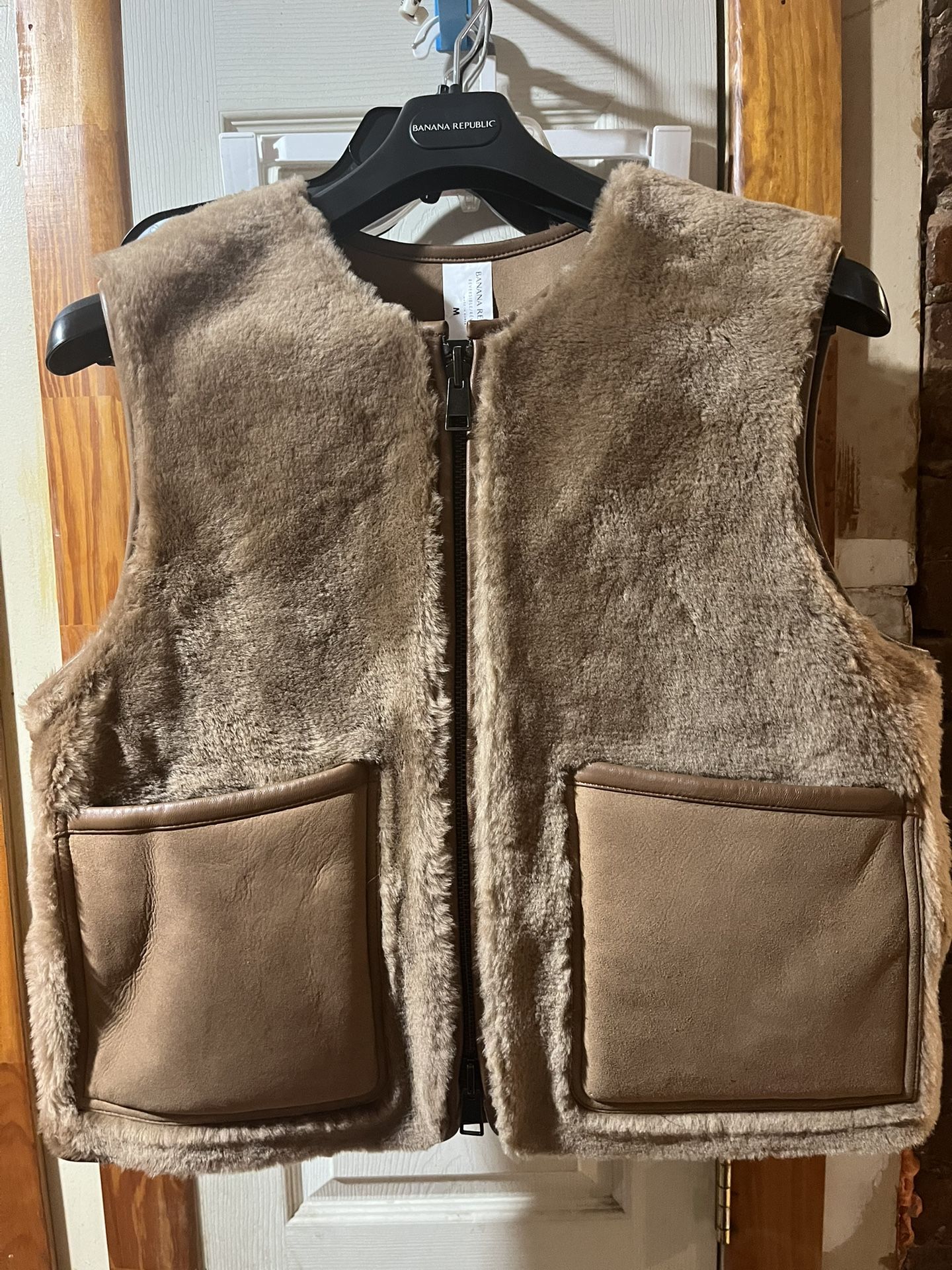 Reversible Shearling Vest Sz M