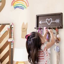 New Hair Bow Holder Adorable Organizer Rustic 