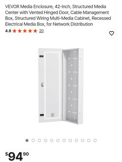 VEVOR Media Enclosure, 42-Inch, Structured Media Center with Vented Hinged Door, Cable Management Box, Structured Wiring Multi-Media Cabinet, Recessed