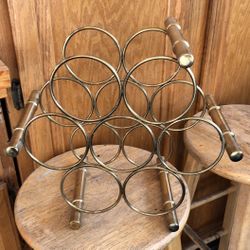 Vintage Brass Bamboo Design Wine Rack $25.00