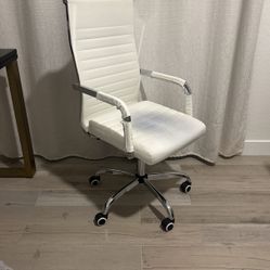 White Faux leather Office Chair