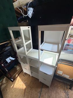 White Storage Shelving Units with Drawers