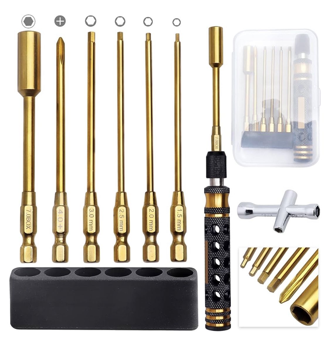 6 in 1 RC Hex Driver Screwdriver Set 1.5mm 2.0mm 2.5mm 3.0mm & Hex Nut