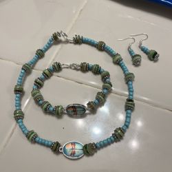 Hand Crafted Choker, Bracelet, And Earings