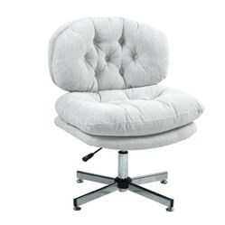 Criss Cross Chair, Armless Home Office Chair,Upholstered Button Tufted Accent Chair Vanity Chair with Double-Layer Cushions 360 Swivel S012