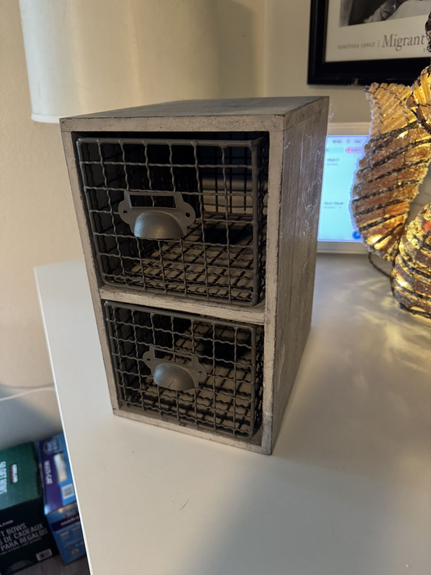 Wooden Storage With Metal Drawers