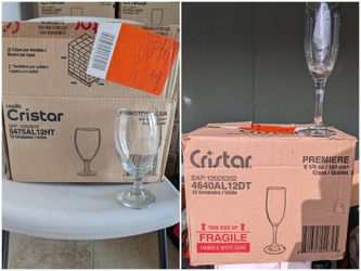 Bulk Glassware Lot (550+ Pcs) – Cristar Water Goblets & Champagne Flutes